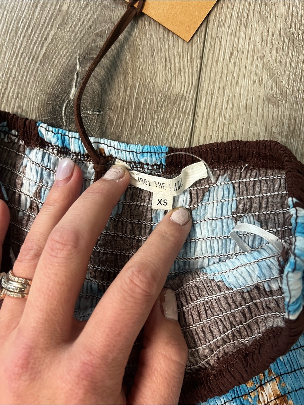Abel the Label x Anthropologie Chocolate Brown Maxi Dress with Blue Floral Print - Picture 4 of 5